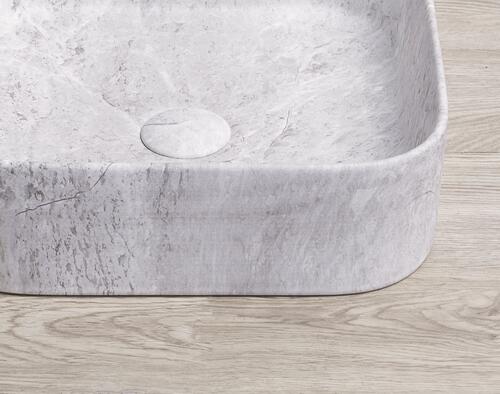 Vasque rectangle à poser LYS en céramique 37 x 37 x 11 cm - Marbre gris